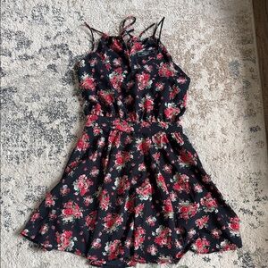 Lucy Love Black and Red Floral Mini Dress